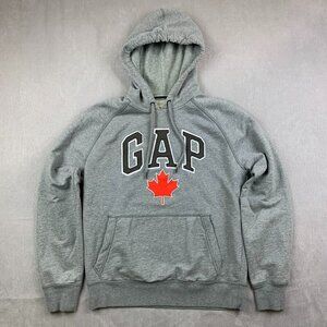 Gap Mens Sweater Small Gray Hoodie Long Sleeve Canada Soft Arch Logo Pullover